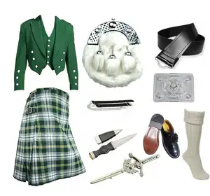 St patrol-tenue Kilt en acrylique, 4-12 pièces, gommage + ceinture + Plaid + broche + short + flaseur + épingles