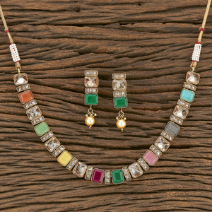 Mehndi Plated Antique Delicate <b>Necklace</b> Set 206946 - Product Image 1