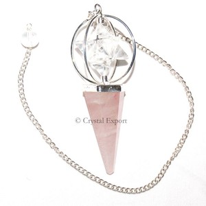 Proveedor de Péndulos de Cuarzo Rosa Facetados y Merkaba: Péndulos de Cuarzo Rosa Facetados y Merkaba en Venta - Product Image 1