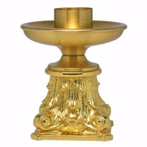 <b>Gold</b> Plated Embossed Custom Metal <b>Candle</b> Stick Religious - Product Image 1