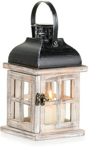 Linterna de playa de madera con tapa de metal de lavado blanco para uso decorativo en interiores y exteriores - Product Image 6