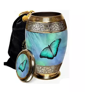 Urne commémorative d'image de papillon en laiton massif/aluminium de Style européen/américain classique pour le stockage des cendres funéraires des adultes adultes - Product Image 5