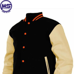 Vestes avec logo personnalisé 100% Varsity en laine et manches en cuir pour veste de baseball - Product Image 2