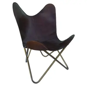 Funda para sillas de sala de estar, cubierta de cuero de mariposa, marrón oscuro, hecha a mano, auténtica
