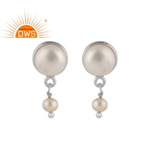 Natural Fresh Water Pearl Gemstone Drop Stud <b>Earrings</b> Indian Gemstone Jewelry Manufacturer 925 <b>Fine</b> Silver <b>Earrings</b> - Product Image 1