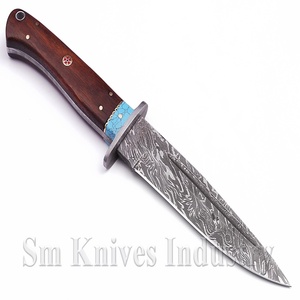 Custom Hand Made Damascus Hunting Knife with turquoise stone <b>spacer</b> (Smk1347) - Product Image 6