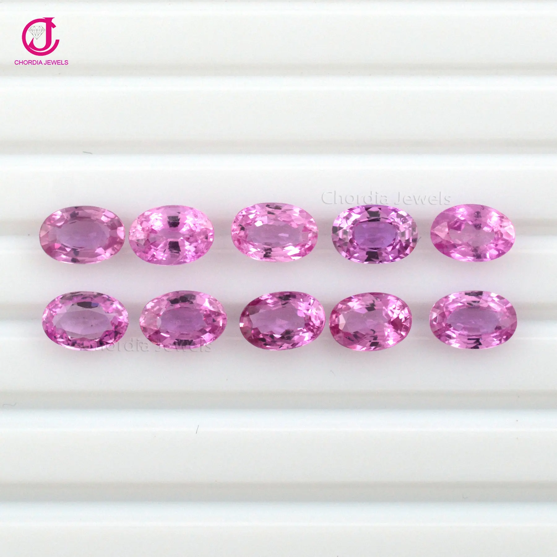 Gema suelta de corte ovalado de zafiro rosa, piedra Natural de la mejor calidad, 6x4mm, para regalos personalizados, precio de oferta