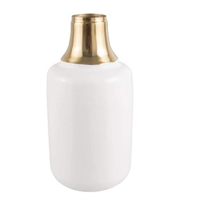 แจกันส่องแสงเหล็กเคลือบสีขาว M D. 14ซม. ความสูง: 28ซม. - Product Image 1
