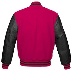 Chaqueta de béisbol para hombre, chaqueta de lana con mangas de cuero genuino, Letterman - Product Image 2
