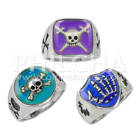 Anillo de Aleación de Zinc con Diseño de Calavera que Cambia de Color, Modelo MB350 de Philcha, Unisex, para Fiestas y Regalos, Talla 6-9