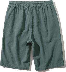 กางเกงขาสั้นลำลองผ้าลินินสำหรับผู้ชาย ลายเรียบ ใส่สบายสำหรับฤดูร้อน รับสกรีนโลโก้ แห้งเร็ว ผ้าฝ้าย 100% เหมาะสำหรับวิ่งและเล่นกีฬา - Product Image 5