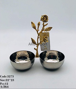 Tazones de Metal para Servir, Decoración con Hojas y Flores, Estilo Árabe, Color Plateado, Acabado Brillante, Aspecto Admirable, Venta al por Mayor - Product Image 2