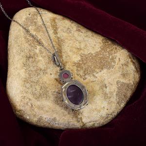 925 Silver Black Rhodium Gold Plated Peridot <b>Pendant</b> <b>Amethyst</b> Charm Ruby Gemstone Fine Jewelry Chain Necklace For Women's - Product Image 4