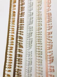 Custom Made Embroidered Lace With Black Bead Work Suitable for Use As Garment <b>Trims</b> and Home Furnishing <b>Trims</b> - Product Image 5