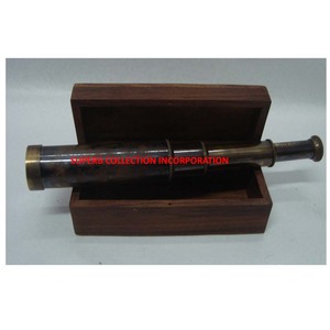 Télescope en laiton antique vintage avec boîte à cadeaux promotionnelle en bois - Product Image 1