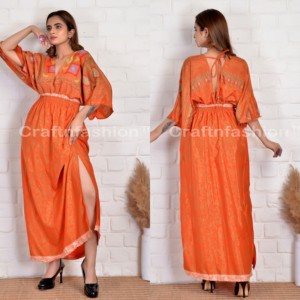 Comprar Bohemia Casual vestido hendidura lateral largo Maxi vestido de ropa de Maxi de seda de verano moda vestido de Boho vestido, vestido de - Product Image 4