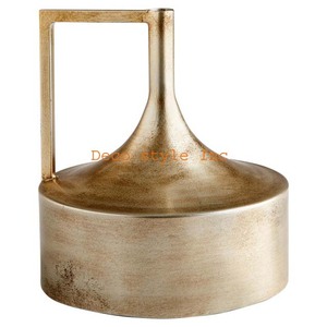Modern Squat Bronze <b>Vase</b> Metal <b>Vase</b> Bronze Finish - Product Image 1