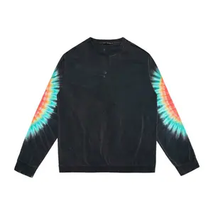 Personalizzato tie dye 100 cotone a manica lunga nero t shirt