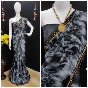 Katan indien Saree dernier concepteur tenue de fête mariage dames femmes porter Georgette soie broderie travail Sari avec chemisier vêtement - Product Image 5