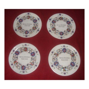 Placas de incrustación de mármol blanco, redondas decorativas para decoración del hogar - Product Image 1