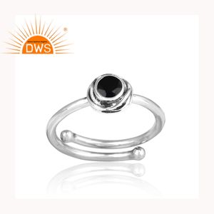นิลสีดำธรรมชาติรอบตัด925เงินสเตอร์ลิงออกซิไดซ์แหวนเครื่องประดับผู้ค้าส่ง - Product Image 2