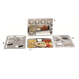 Assiette carrée en acier inoxydable, peinte à la main, classique, écologique - Product Image 1