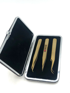 Professionnel meilleur 45 degrés mince droite or Plasma incurvé en acier inoxydable Extension de cils pince à épiler Logo personnalisé outils de beauté - Product Image 5