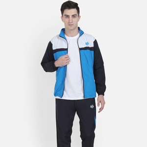 Huzaifa ชุดวอร์มกีฬาสำหรับผู้ชายชุดวอร์มคอแบบบล็อกสีฟ้าและดำ - Product Image 1