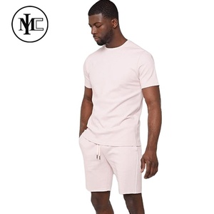 Conjunto de Shorts Casuales de Verano para Hombre al por Mayor, Camiseta de Manga Corta de Punto, Color Sólido, Antiarrugas, Ropa de 2 Piezas - Product Image 1