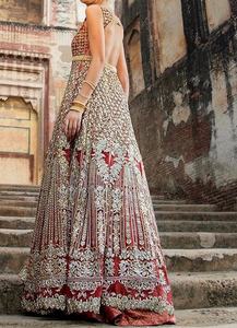 ชุดเดรส Anarkali Lehenga สำหรับเจ้าสาวสไตล์อินเดีย/ปากีสถานแบบดั้งเดิมมีสไตล์ปักลาย zardozi Acetate - Product Image 2