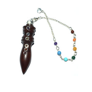 Pierre Semi-Précieuse Artisanat Rose Bois Bullet Chakra Cab Pendules Guérison amour tour et pierre artisanat - Product Image 2