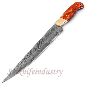 Custom Hand Forged Damascus Fillet knife With leather Sheath cover (smk1588) - Product Image 1