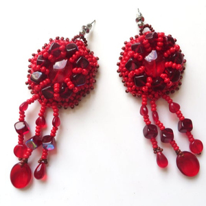 Handmade Beaded Earrings Every <b>Bead</b> is Hand-Picked and <b>Threaded</b> They Are 100% Handmade With Fish Hook - Product Image 2