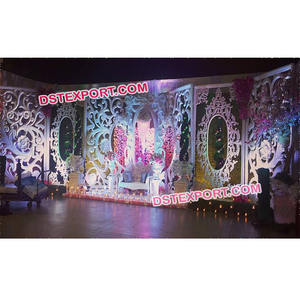 Marcos de decoración de escenario de boda india, aspecto elegante, Panel de fondo de boda de diseñador - Product Image 1