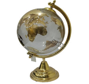 Globe terrestre décoratif en verre vintage, globe de bureau doré, globe terrestre rotatif, base en acier, globe éducatif, cadeau de mariage - Product Image 5