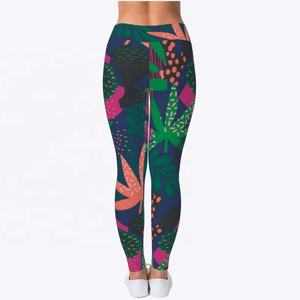 Leggings con Estampado Floral de Loto para Mujer, Poliéster/Spandex, Antibacterianos y Transpirables, Cintura Elástica, Talla y Logotipo Personalizables - Product Image 2