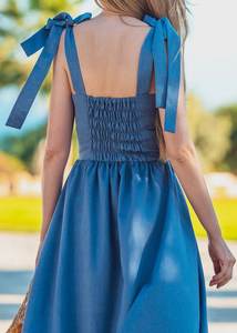 Été personnalisé Femmes Élégant Bleu Ciel Maxi Sans Manches Plage Bohème Robes Dames Col V Floral Maxi Casual Boho Robe - Product Image 6