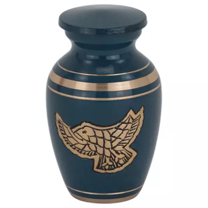 Urna Funeraria de Metal Azul con Grabado de Pájaro, Urna Conmemorativa para Cenizas Humanas, Estilo Americano/Europeo - Product Image 2