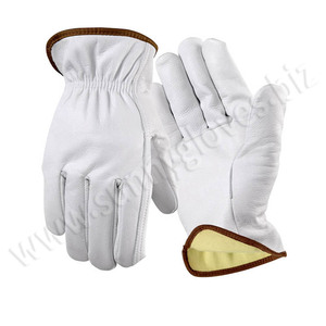 Promotional Driving <b>Gloves</b> made of grain leather back cow split leather with red piping - Product Image 3