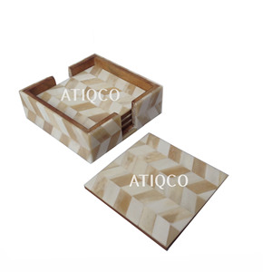 Dessous de verre à thé en bois pour tasses de cuisine Dessous de verre en forme de coeur en bois massif Design chic | Ensemble de dessous de verre décoratif avec support - Product Image 4