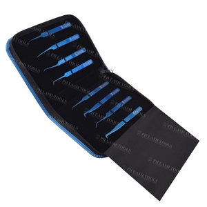 Jeu de pincettes magnétiques à cils, Kit de couleur bleue de Style parfait, étui à fermeture éclair bleue de haute qualité pour 8 pinces pour extensions de cils - Product Image 2