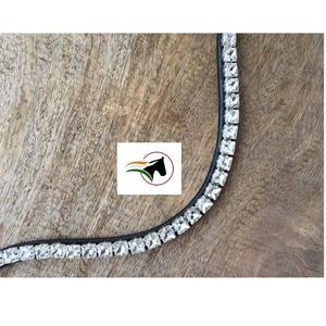 Bandeau en cristal d'opale transparent de 8 mm avec fermeture à crochets et boucles, accessoire de bride en cuir détachable, équipement de luxe pour concours hippique - Product Image 1