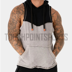 Lo último en camisetas sin mangas con capucha y logotipo de alta calidad para hombre, camiseta sin mangas con corte muscular para culturismo, sudaderas con capucha para gimnasio - Product Image 1