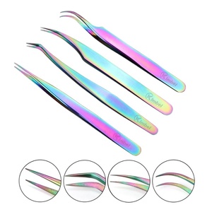 Pinzas de extensión de pestañas Pinzas rectas profesionales semicurvas profesionales Pinzas multicolores de plasma de Venta caliente - Product Image 1