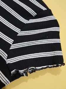 Camiseta a rayas de manga corta con cuello redondo para mujer, camisa 100% de algodón con estilo, orientada a la exportación, la más vendida - Product Image 3