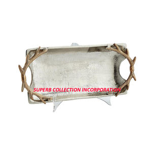 Plateau décoratif en métal émaillé, luxe et élégance, personnalisé, avec poignées, 10 pièces, fait à la main - Product Image 2