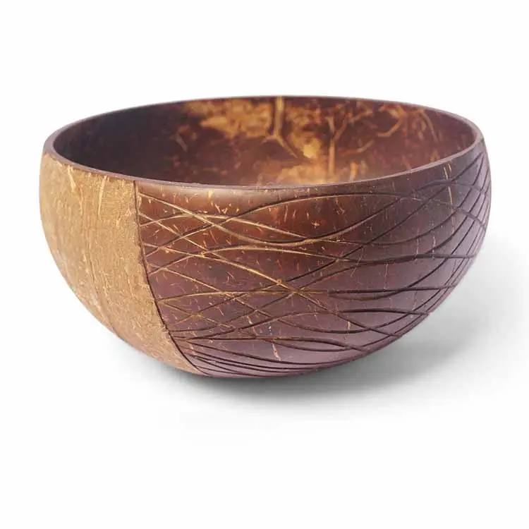 Wholesales Vietnam soup coconut shell bowl carving custom coconut bowl set