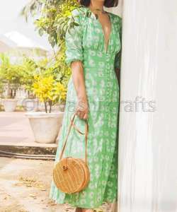 Robe Maxi à manches longues pour femme, imprimé Floral, style bohème, décontractée, col en v et volants, Vintage, collection automne - Product Image 1