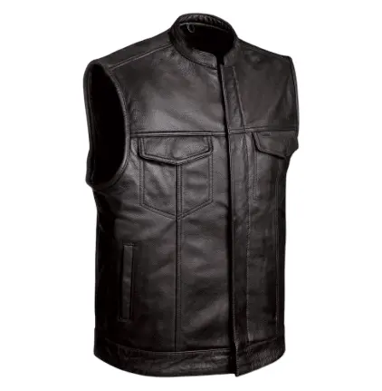 Sports Vest Men Fashion High Quality Outdoor Leather Winter Vest Motorcycle in Custom Style cowhide Vest For Bikers
