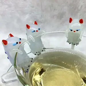 도매 공장 직접 수제 유리 고양이 입상 디자인 컵 매달려 장식품